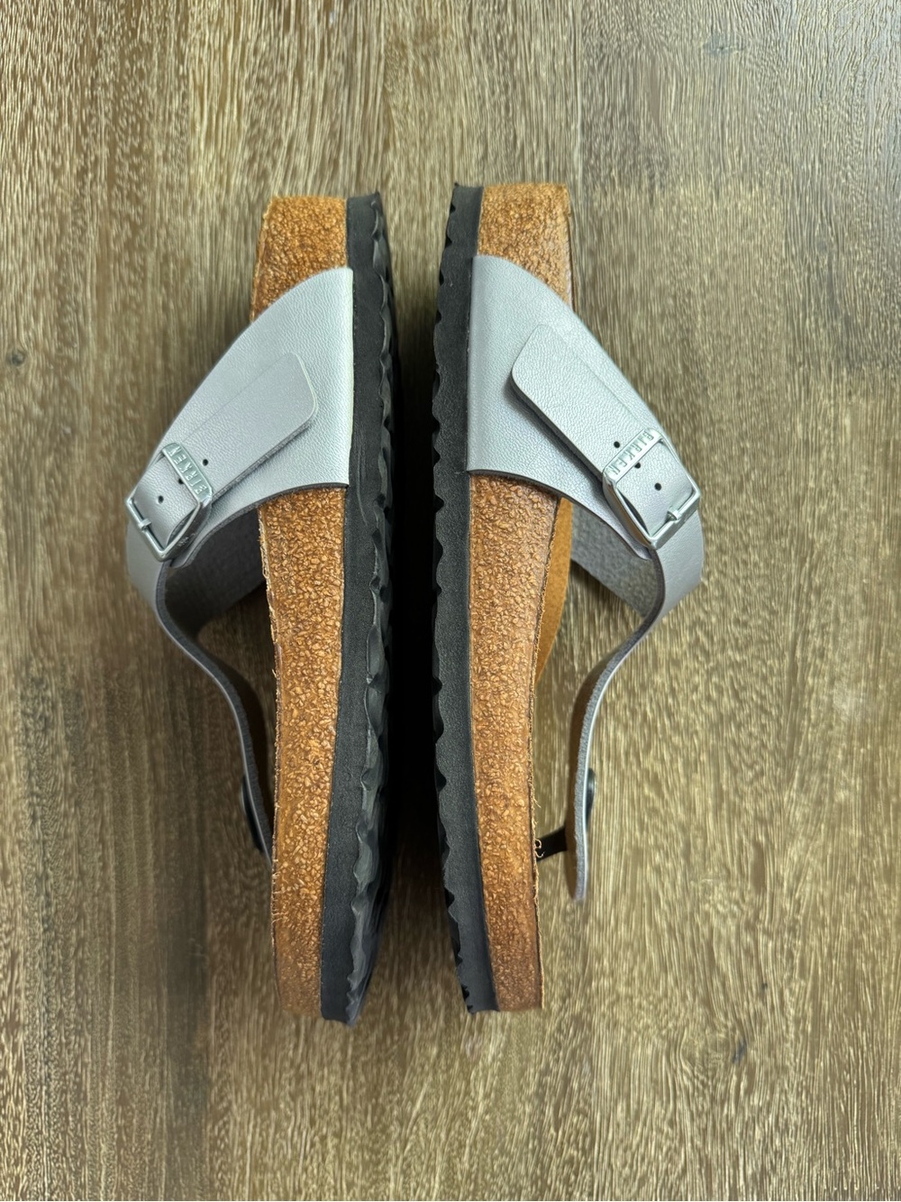 Birkenstock Gizeh Thong Sandals Silver Metallic EU 39 US 8-8.5 Comfort Slide - Picture 4 of 7